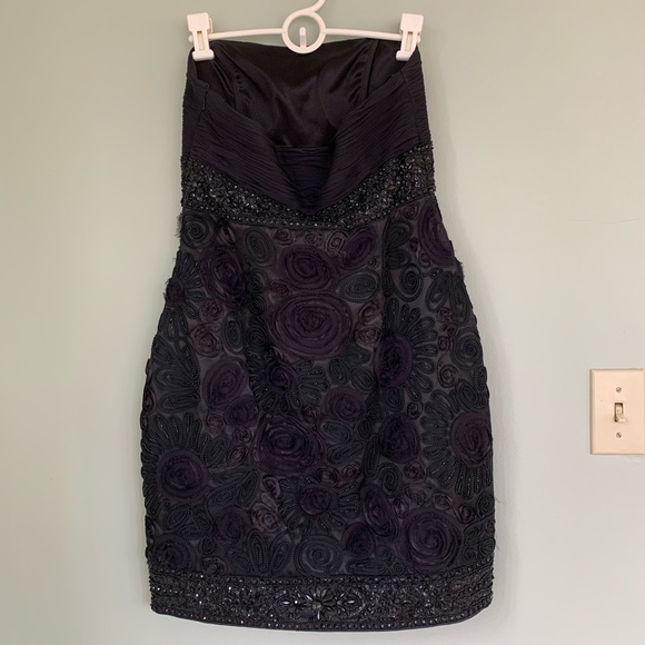 SUE WONG Nocturne Black Beaded Cocktail Mini Dress - Picture 3 of 9